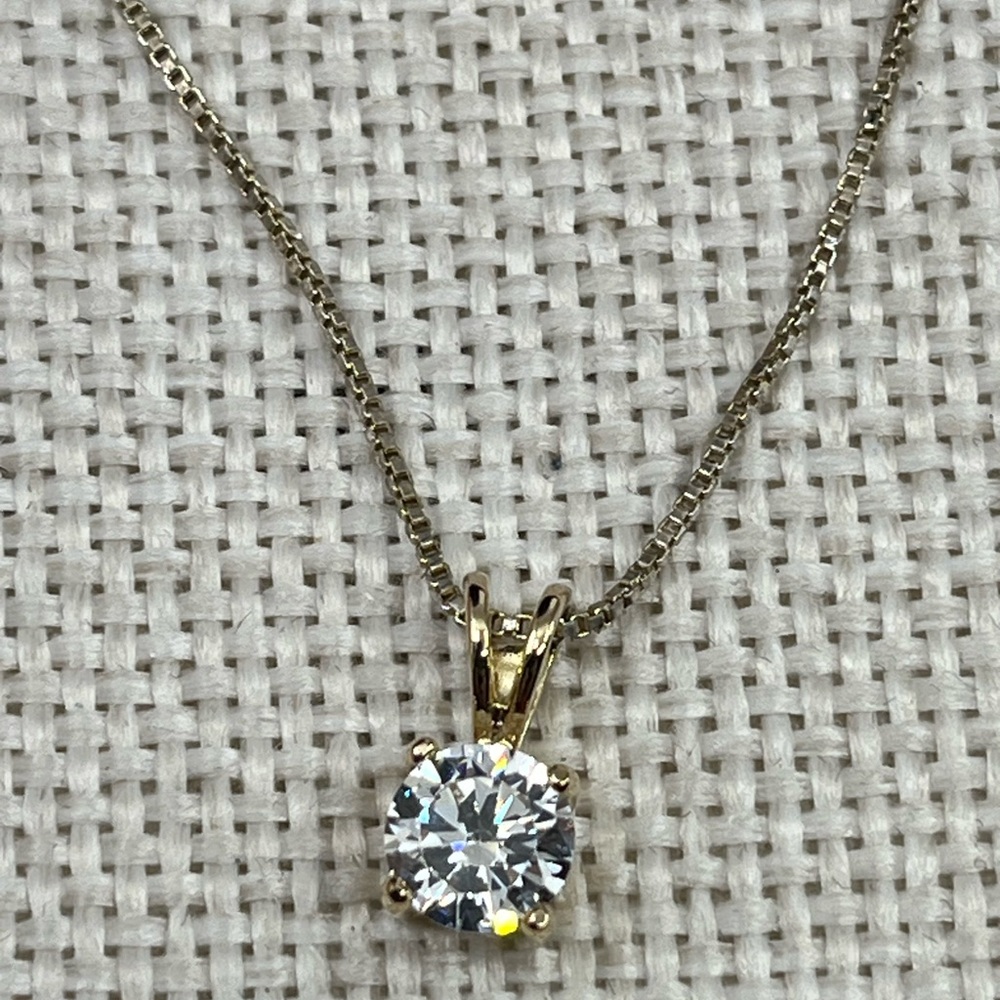 Vintage 925 Italy Sterling Silver Necklace w/ CZ Pendant – 18” - Picture 4 of 17